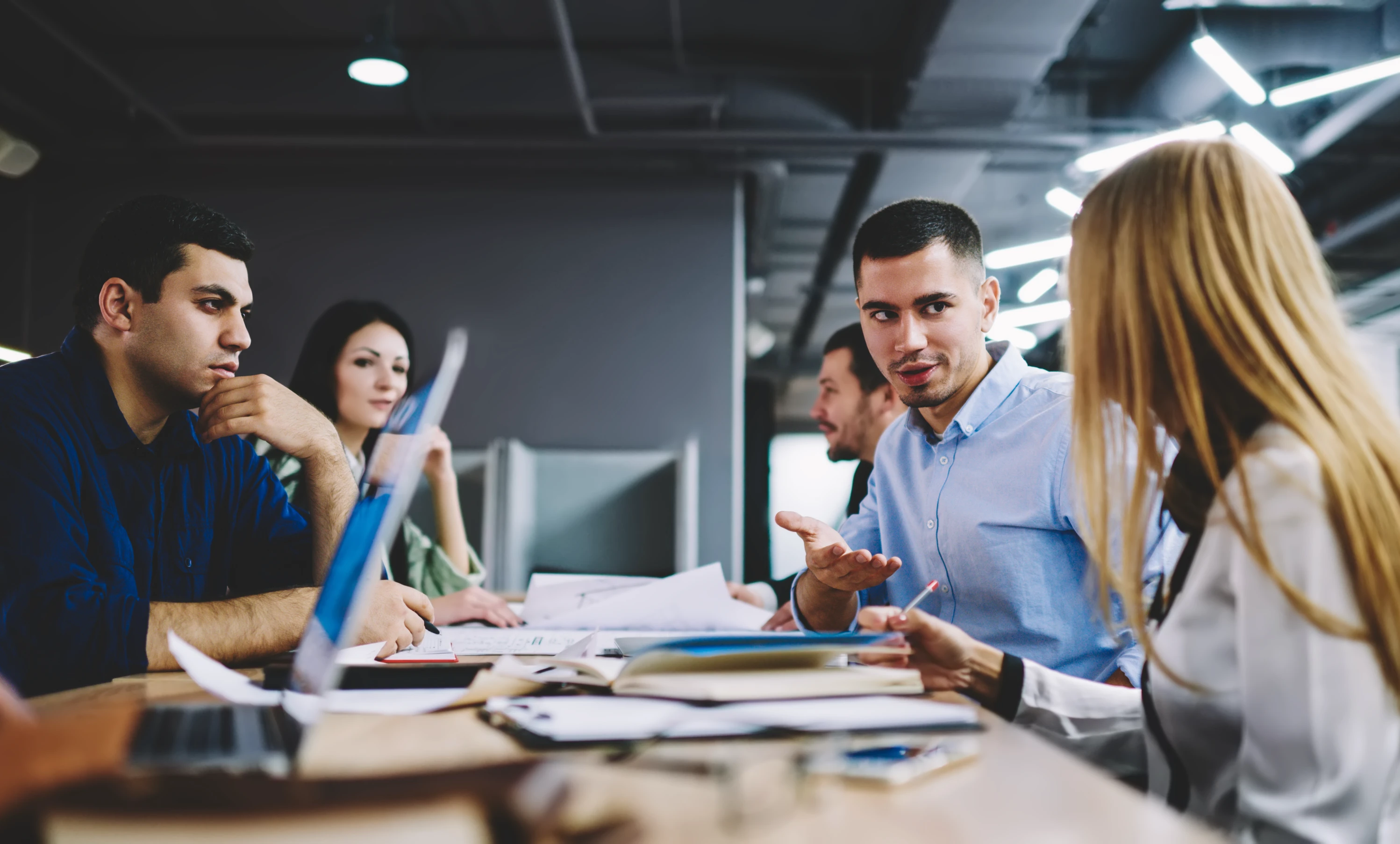 Team reviewing their options.